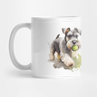 Miniature Schnauzer Playing Ball Watercolour Painting Mug